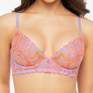 Savage X Fenty Shining Star Embroidered Lace Unlined Demi Bra
